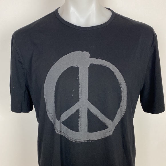 JOHN VARVATOS PEACE SIGN BLACK T SHIRTMENS SIZE XL